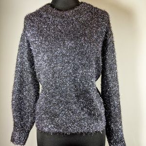 H&M Fuzzy Sweater Garland Confetti Black Silver S